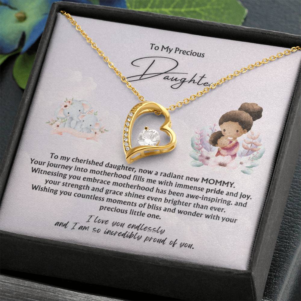 To My Precious Daughter from Parent | Forever Love Pendant Necklace | New Baby | New Mommy | Mother's Day Gift